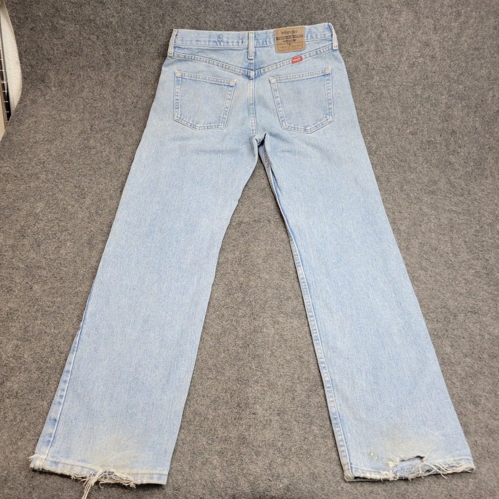 Wrangler Jeans Mens 32x32 Blue Denim Regular Fit Streetwear Frayed Hem Cowboy - Picture 5 of 14